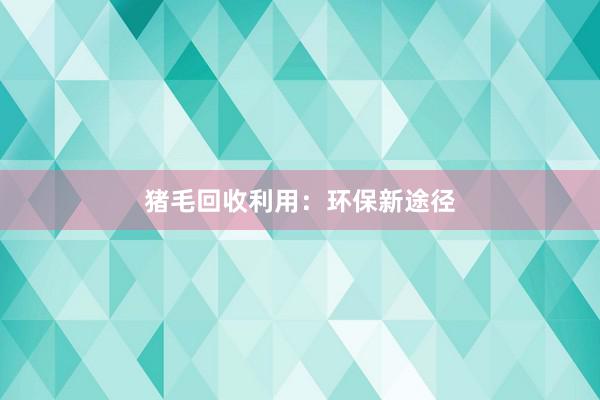 猪毛回收利用：环保新途径